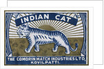 Indian Cat Indian Matchbox Label by Anonymous