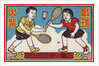 Chinese Matchbox Label with Children Playing Badminton by Anonymous
