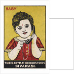 Indian Matchbox Label with a Girl Holding a Telephone by Anonymous