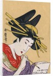Japanese Matchbox Label with a Woman Painting by Anonymous