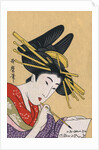 Japanese Matchbox Label with a Woman Painting by Anonymous