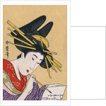 Japanese Matchbox Label with a Woman Painting by Anonymous
