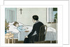 Illustration of a Priest Talking to a Sick Child by L. Kate Deal