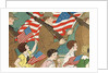 Illustration of Children Marching with Soldiers in a Memorial Day Parade by Anonymous