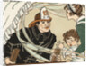 Illustration of a Fireman Rescuing a Woman and Child by Marie Schubert