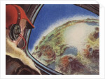 Biekens Pictorial Sticker with a Pilot Looking at Earth from a Space Ship by Anonymous