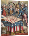 19th-Century Illustration of Uncle Sam Signing a Declaration of Independence by Anonymous