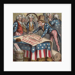 19th-Century Illustration of Uncle Sam Signing a Declaration of Independence by Anonymous