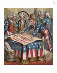 19th-Century Illustration of Uncle Sam Signing a Declaration of Independence by Anonymous