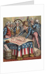 19th-Century Illustration of Uncle Sam Signing a Declaration of Independence by Anonymous