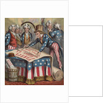 19th-Century Illustration of Uncle Sam Signing a Declaration of Independence by Anonymous