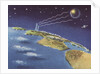 Biekens Pictorial Sticker with Beams Sent from Earth to Another Planet by Anonymous