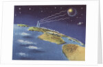Biekens Pictorial Sticker with Beams Sent from Earth to Another Planet by Anonymous