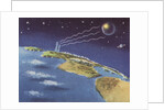 Biekens Pictorial Sticker with Beams Sent from Earth to Another Planet by Anonymous