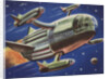 Biekens Pictorial Sticker with a Flying Space Ship by Anonymous