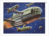 Biekens Pictorial Sticker with a Flying Space Ship by Anonymous