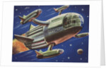 Biekens Pictorial Sticker with a Flying Space Ship by Anonymous