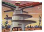 Biekens Pictorial Sticker with Rocket Launching Tower by Anonymous