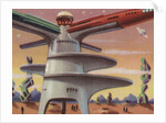 Biekens Pictorial Sticker with Rocket Launching Tower by Anonymous