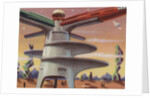 Biekens Pictorial Sticker with Rocket Launching Tower by Anonymous