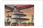 Biekens Pictorial Sticker with Rocket Launching Tower by Anonymous