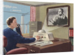 Biekens Pictorial Sticker with an Executive Using a Video Telephone by Anonymous