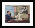 Biekens Pictorial Sticker with an Executive Using a Video Telephone by Anonymous