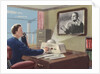 Biekens Pictorial Sticker with an Executive Using a Video Telephone by Anonymous