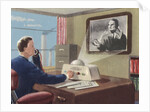 Biekens Pictorial Sticker with an Executive Using a Video Telephone by Anonymous