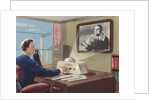 Biekens Pictorial Sticker with an Executive Using a Video Telephone by Anonymous