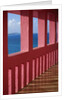 Bright Pink Railing and Ocean View by Anonymous