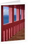 Bright Pink Railing and Ocean View by Anonymous