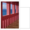 Bright Pink Railing and Ocean View by Anonymous