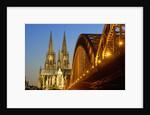 Cologne Cathedral and Hohenzollern Bridge on Rhine River by Anonymous