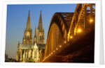 Cologne Cathedral and Hohenzollern Bridge on Rhine River by Anonymous