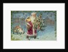 Postcard with Santa Claus Holding a Christmas Tree by Anonymous