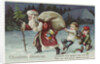 Christmas Greetings Postcard with Santa Claus and Two Children by Anonymous