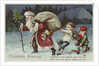 Christmas Greetings Postcard with Santa Claus and Two Children by Anonymous