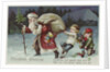 Christmas Greetings Postcard with Santa Claus and Two Children by Anonymous