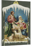 Merry Christmas Postcard with Nativity Scene by Anonymous