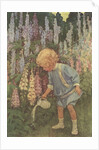 Illustration of a Child Watering Plants by Jessie Willcox Smith