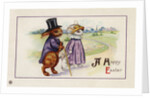 A Happy Easter Postcard with Rabbit Family by Anonymous