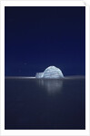 Illuminated Igloo at Frozen Lake by Anonymous
