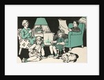 Illustration of a Family Relaxing at Home by Marguerite Davis
