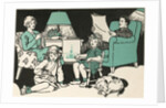 Illustration of a Family Relaxing at Home by Marguerite Davis