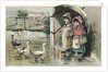 Victorian Postcard of Children Watching Ducks in the Rain by Anonymous