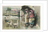 Victorian Postcard of Children Watching Ducks in the Rain by Anonymous