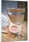 Tub, Wooden Spoon with Bath Salts, and Petals by Anonymous