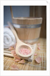 Tub, Wooden Spoon with Bath Salts, and Petals by Anonymous
