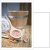 Tub, Wooden Spoon with Bath Salts, and Petals by Anonymous
